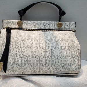 Foley & Corinna Black and White Abstract Design Vegan Leather Dione Small Satche